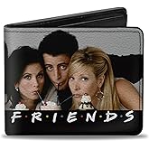 Buckle-Down Men's Friends Wallet, Bifold, FriendsCharacter Milk Shake Pose Vivid Black White Multi, Vegan Leather, 4.0" x 3.5"