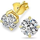 KRKC 0.6-3ct Moissanite Stud Earrings, D Color VVS1 Clarity, Lab Created Diamond Stud Earring for Women, 14K White Gold S925 Sterling Silver Earrings Friction Back for Women Men, Hypoallergenic