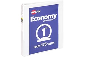 Avery Economy View 3 Ring Binder, 1" Round Rings, 1 White Binder (05711)