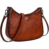 Iswee Shoulder Crescent Bag Crossbody Genuine Leather Purses for Women Handbags Trendy Satchel Designer Half Moon Pocketbooks