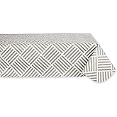DII Indoor/Outdoor Vinyl Tabletop Collection Grid Pattern, Flannel Backed Tablecloth, Rectangle, 60x102, Stone