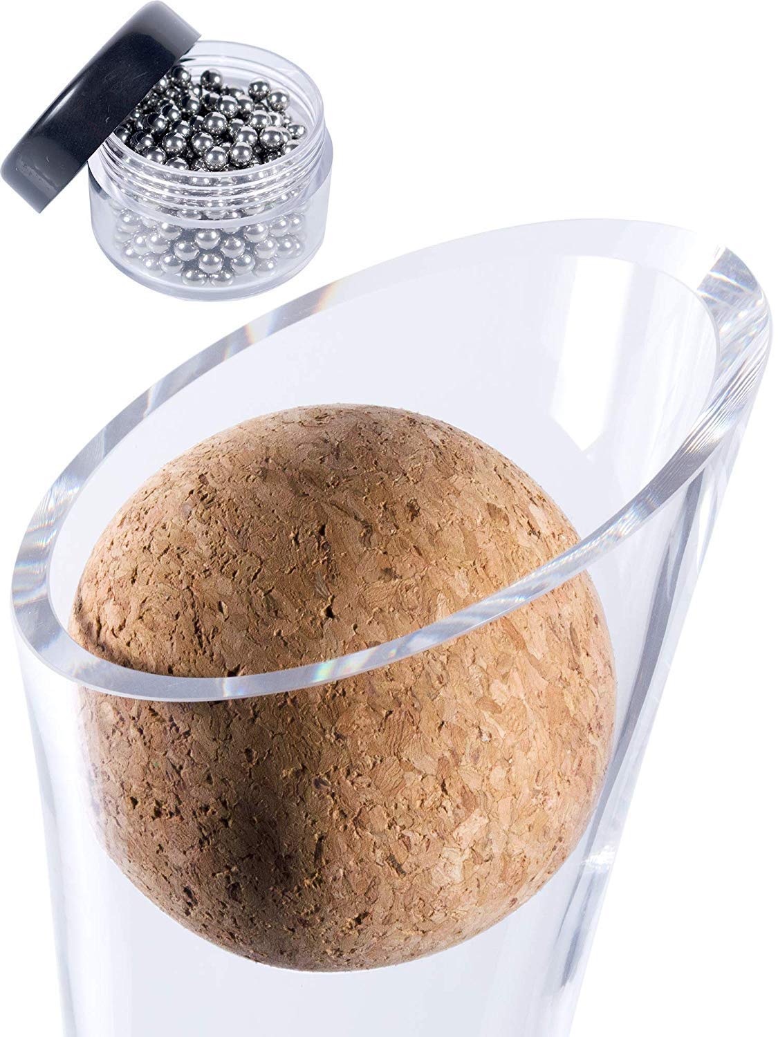 Wine Decanter Cleaning Balls & Cork Stopper Set - Rust-Free Stainless Steel Beads + 60mm Diameter 100% Natural Cork Ball - Keeps Your Carafe Stain-Free and Protects Your Wine from Dust & Flies