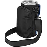 Xxerciz Water Bottle Carrier Bag for YETI Rambler 35 oz Straw Mug, Nylon Water Bottle Holder Pouch with Adjustable Strap and Phone Pocket, Tumbler Carrier Sling Bag for Outdoor Travelling Camping