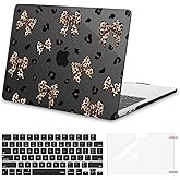 MOSISO Compatible with MacBook Air 13 inch Case 2026 2025 2024-2022 M4 A3240 M3 A3113 M2 A2681, Leopard Bowknots Plastic Hard Shell&Keyboard Skin&Screen Film for MacBook Air 13.6 inch Case, Black