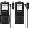BAOFENG 2Pack UV-5R BF-F8HP 3800mAh Extended Battery Compatible with UV5R BF-8HP GT-5R UV-5RX3 RD-5R UV-5RTP UV-5R MK2 MK3X MK5 Plus Ham Radio Batteries