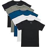 Hanes Boys Originals Crewneck Undershirts Pack, Stretch Cotton, Black & Assorted, 5-Pack