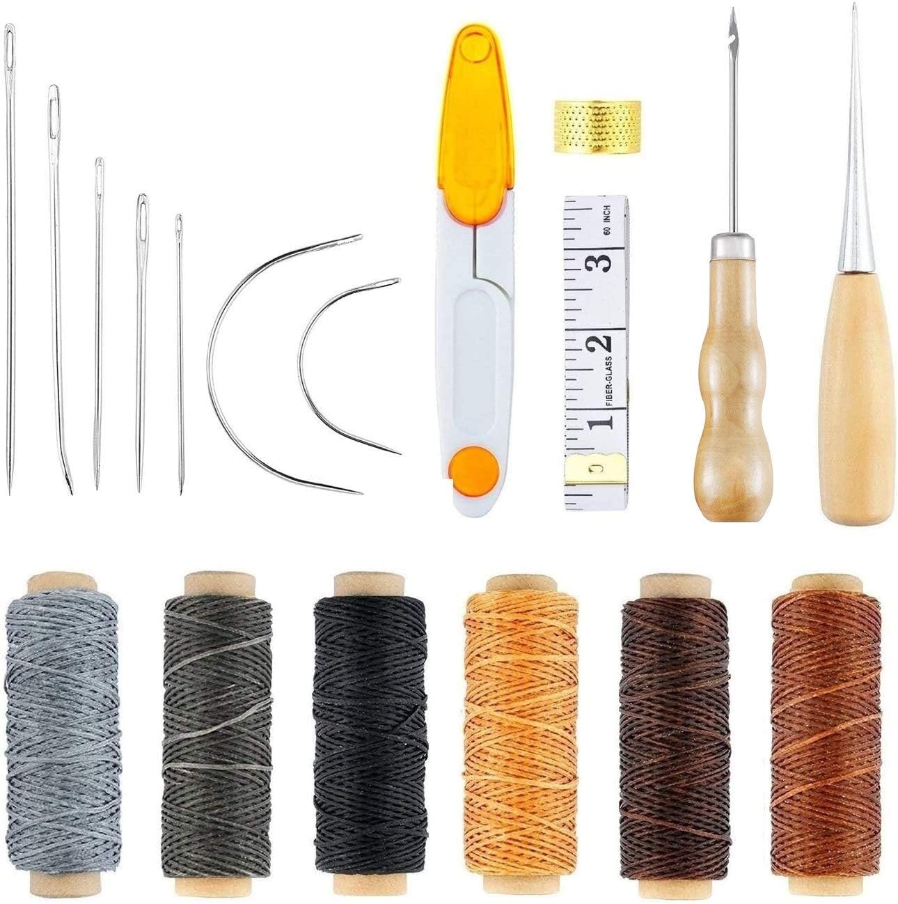 18 Pieces Leather Craft Tool Leather Hand Sewing Needles Upholstery Carpet Leather Canvas DIY Sewing Accessories
