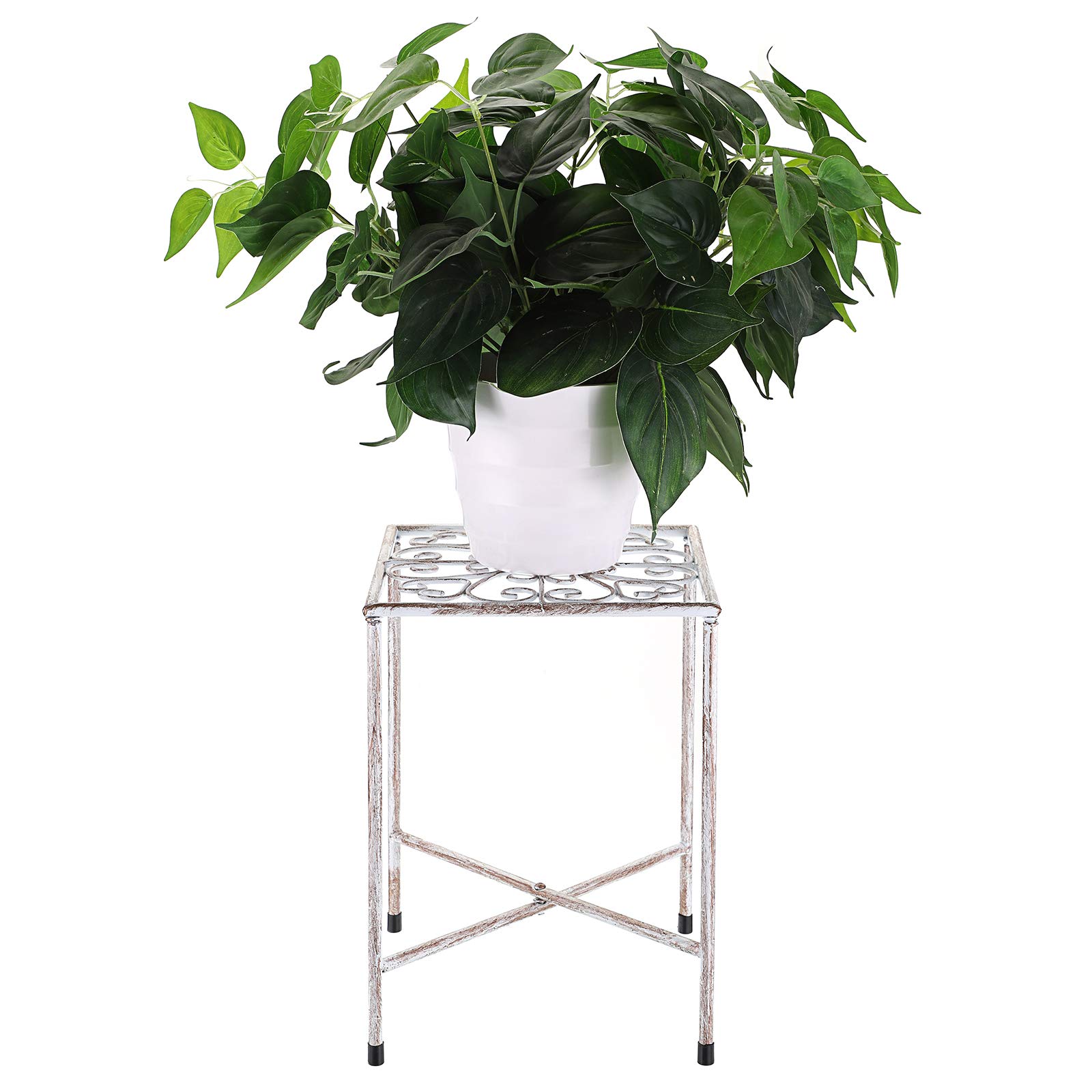 SUMNACON 1pc Metal Plant Stand, Distressed White (Not include plant)