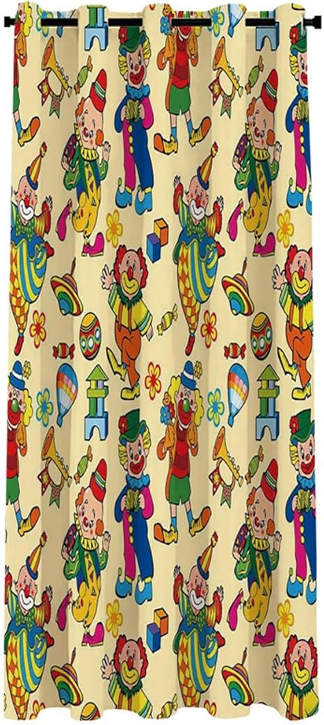 Amazon 保育園 アコーディオン式の間仕切りカーテン 幅 100cm 丈 250cm サーカスカーニバル芸術的なお祭りパターンダンスキャラクターおもちゃピエロエンターテイメント装飾 遮熱 冷気遮断 間仕切り アコーディオン カーテン 冷暖房効率アップ ロング のれん