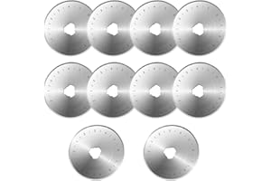 UPEOXT 10 Pack 45mm Rotary Cutter Blades, SKS-7 Steel Replacement Refills for Quilting Sewing Crafts, Sharp Rolling Razor Bla