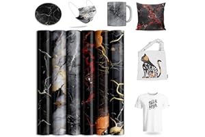 LUCKY GODDNESS Black White Sublimation Transfer Sheets for Heat Press Machine,Marble Transfer Sheets for Blanks Mug Tumbler T-Shirt Tote Bag,6 Sheets 12x12inch