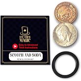 Hat Trick Magic Mexican Centavo Scotch and Soda Coin Illusion Gaff Set | Vanishing, teleporting, and transforming coin effects for beginner through professional with Video Learning Link