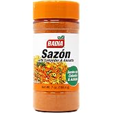 Badia Sazon with Coriander &amp; Annatto, 7 oz &ndash; Latin Seasoning Blend | Classic Latin seasoning blend with Coriander and Annatto for vibrant color and savory flavor in meats, rice, beans, and stews
