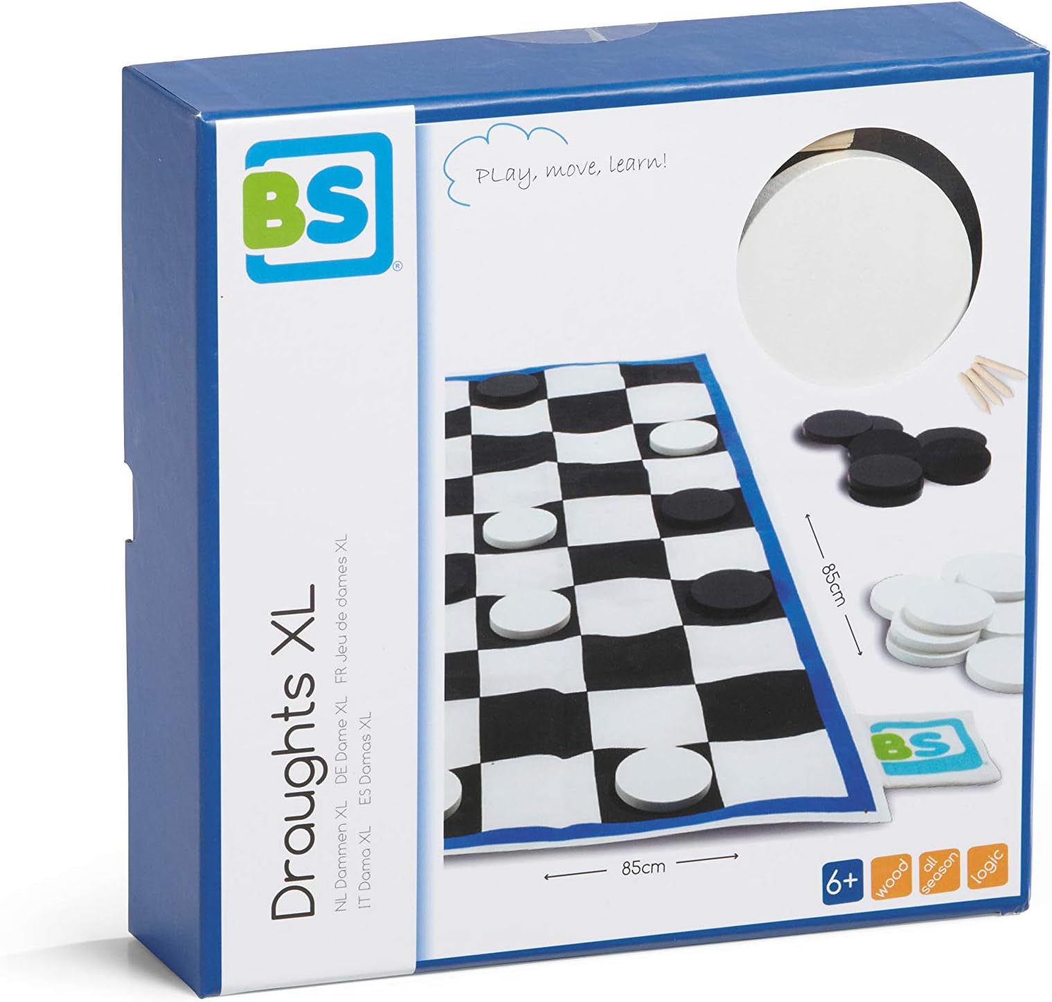 BS Toys GA242 Checkers Game with Extra-Large Fabric Board & Woodenpiece