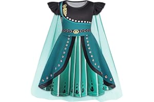 AmzBarley Princess Costume Kids Halloween Dress Up for Girls Toddler Outfit Birthday Party Clothes with Cape 1-10 Years