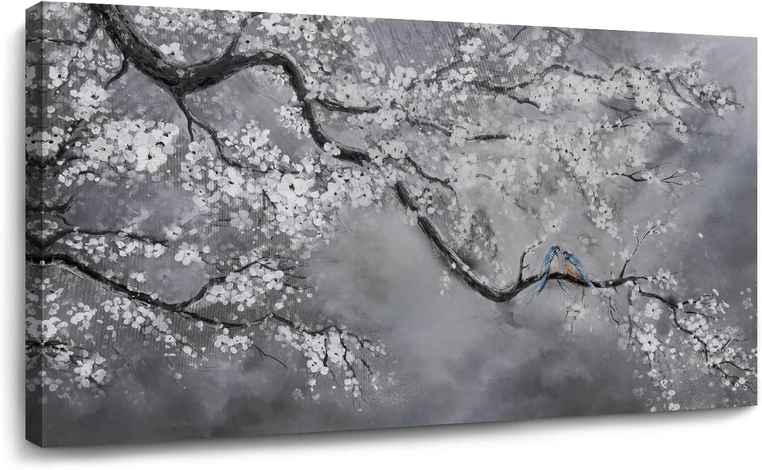 Paintings - Large Canvas Wall Art Living Room Floral Wall Decor White Flowers Picture Oil Painting Framed Modern Bedroom Gallery Wall Decorations Art Work 23x47 in Ready to Hang