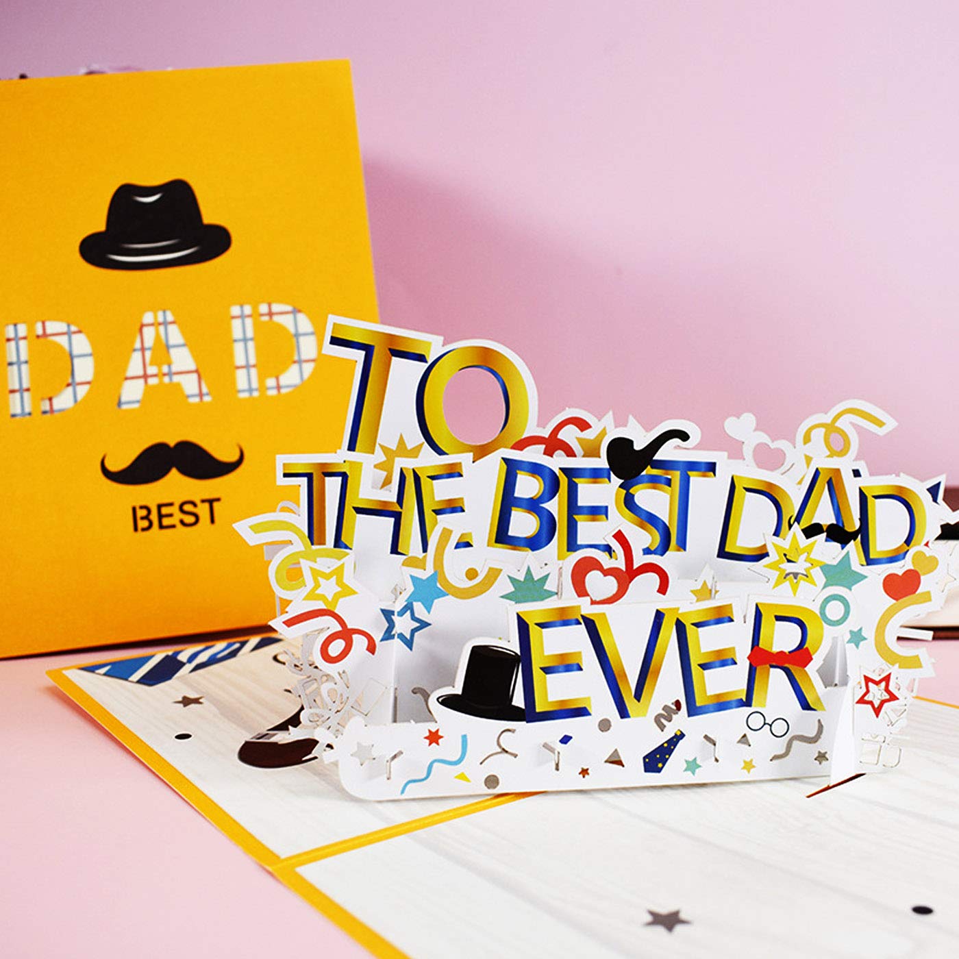 3D Pop Up Father Birthday Day Card, Dad Greeting Cards for Dad Father Grandfather Uncle Birthday Anniversary (Best Dad Ever)