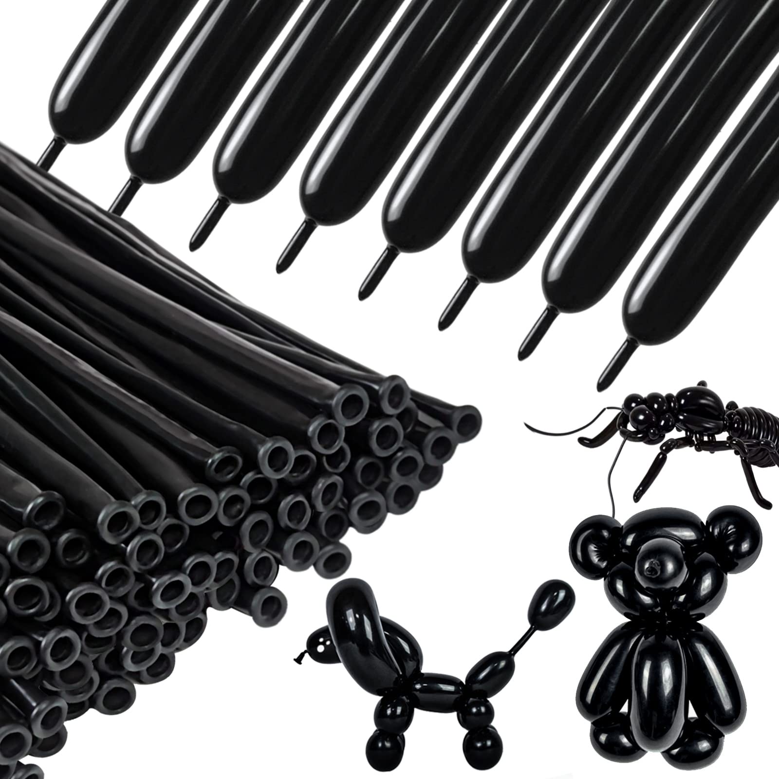 260q Long Balloons Modelling Balloon 100 Pack Twisting animal balloons Long Magic Latex Balloon for Birthday Wedding Christmas Party Baloons - (black ballons)