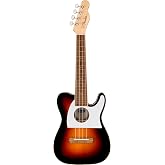 Fender, 4-String Ukulele, Right, 2-Color Sunburst (0970513503) | Tenor ukulele, Tele guitar-shaped body, built-in preamp, walnut fingerboard, white pickguard, ideal for beginners &amp; players