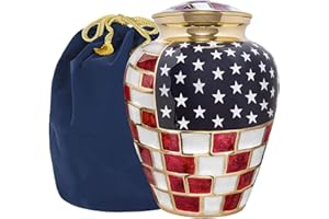 Trupoint Memorials Cremation Urns for Human Ashes, Military and Patriotic Decorative Burial Urn for Veteran Adult Men and Women, Large Bronze