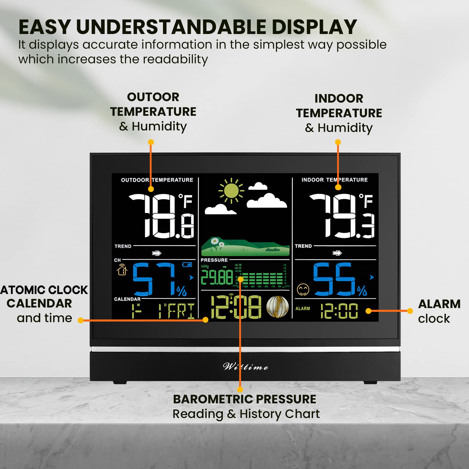 Mua Wittime 2076B Weather Station with Atomic Clock Wireless Indoor ...
