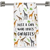 Chicimln Tropical Botanical Giraffe Kitchen Towels, Giraffe Gifts for Women Decorative Hand Towels for Bathroom, Boho Cute Giraffes Dish Tea Towel Drying Cloth for Kitchen Decor, 16x24 Inch