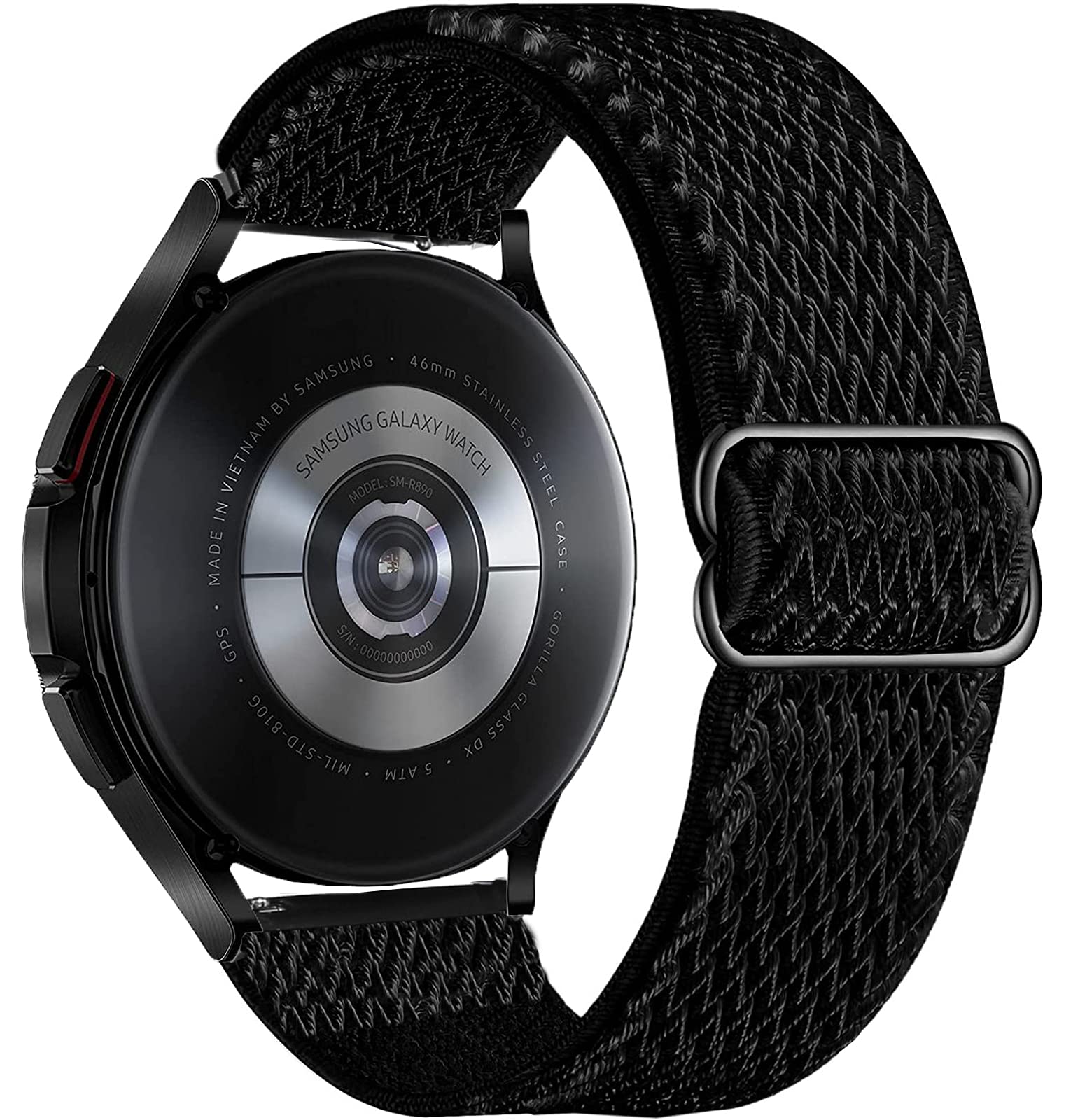 Olytop Elastic Bands for Galaxy Watch 7/6/4 Classic Bands 47mm 46mm 43mm 42mm/5 Pro Band 45mm,Samsung Galaxy Watch 7/FE/6/5/4 Strap 44mm 40mm/Active 2/3 41mm, 20mm Stretch Nylon Wristband, Wave Black