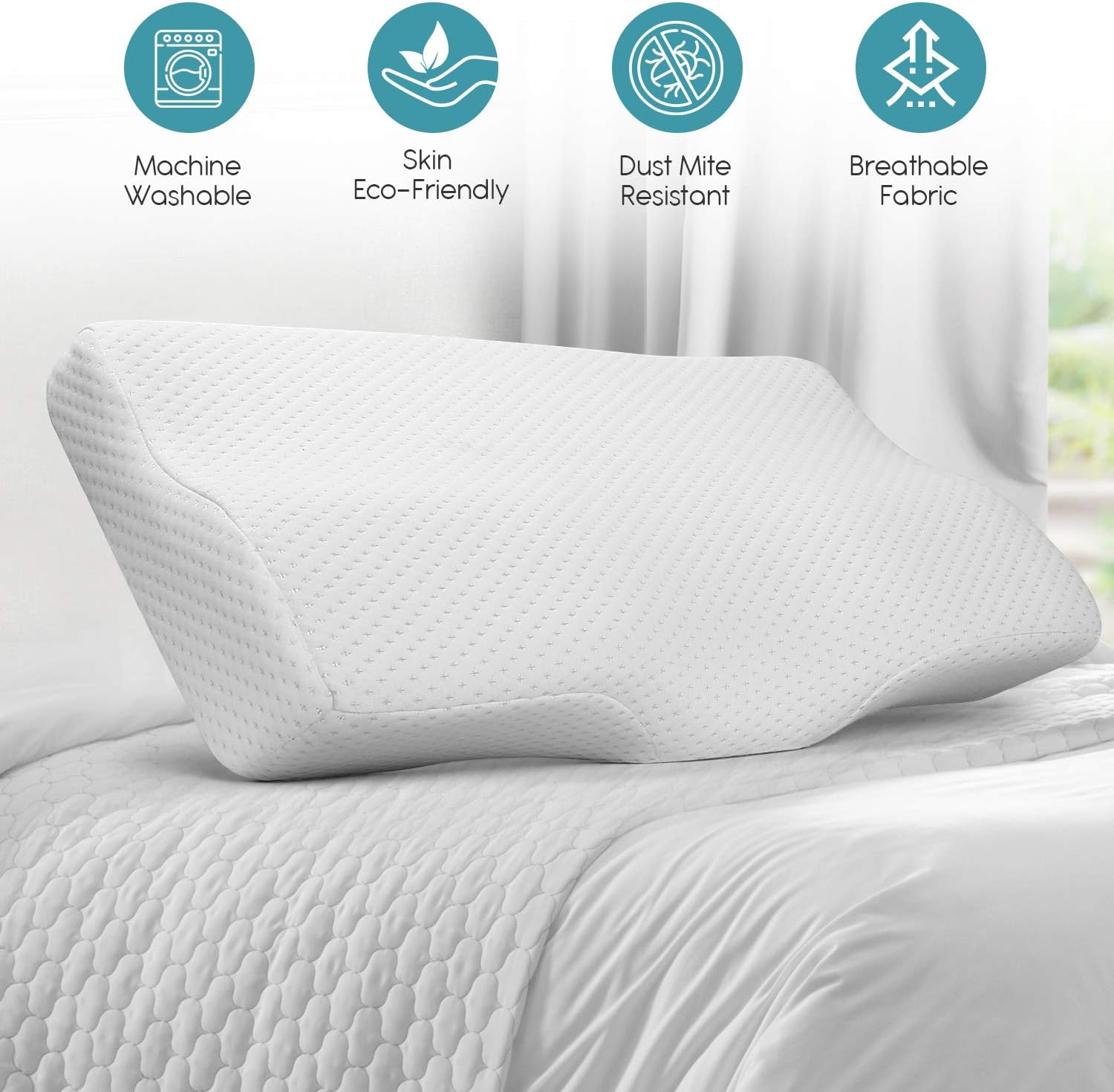 SEPOVEDA Contour Memory Foam Pillow，Orthopedic Sleeping Pillows for Side, Back and Stomach Sleepers Ergonomic Cervical Pillow for Neck Pain Standard: Home & Kitchen