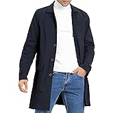 Mens Trench Coat Slim Fit Single Breasted Casual Long Jacket Lightweight Lapel Fall Windbreaker Overcoat