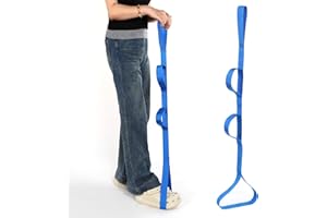 Heclia 45 Inch Leg Lifter Strap with Multi Loops, Post Surgery Recovery Aid for Hip Replacement & Knee Surgery, Assist Device for Adults & Elderly to Get in and Out of Bed, Durable Adjustable, Blue