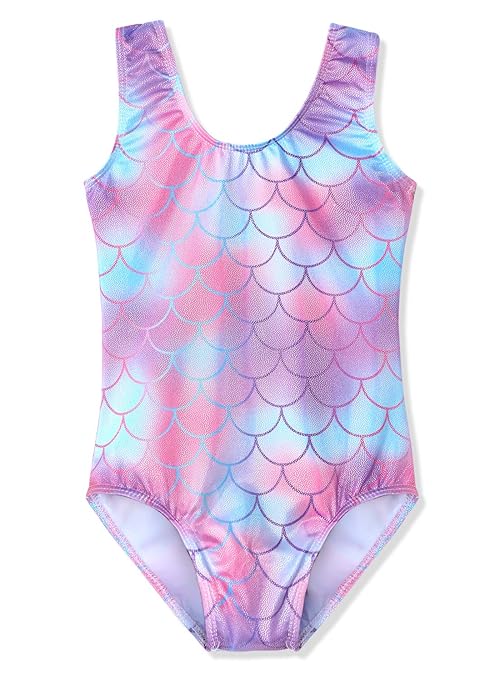 HOZIY Mermaid Leotards for Girls Dance Size 7-8 Years Old 7/8 Bodysuits Purple