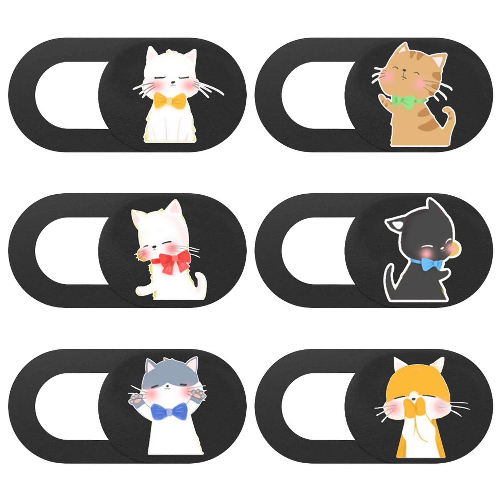 TUKEVA Webcam Cover 6 Pack - Cat Design - Protects Privacy - Compatible with Laptops, PCs, MacBooks, iPad, Smartphone - 1080p Video Resolution