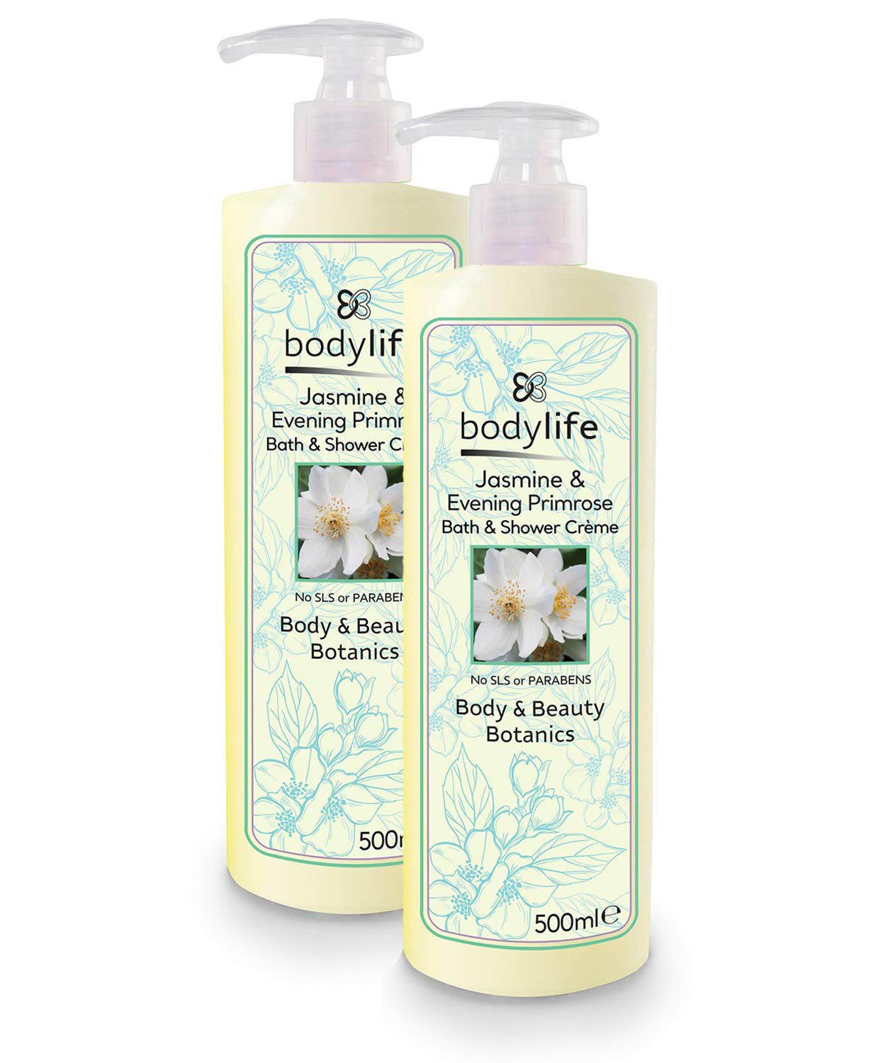Bodylife Body Wash Shower Creme Jasmine & Evening Primrose 500ml Twin Pack 1000ml