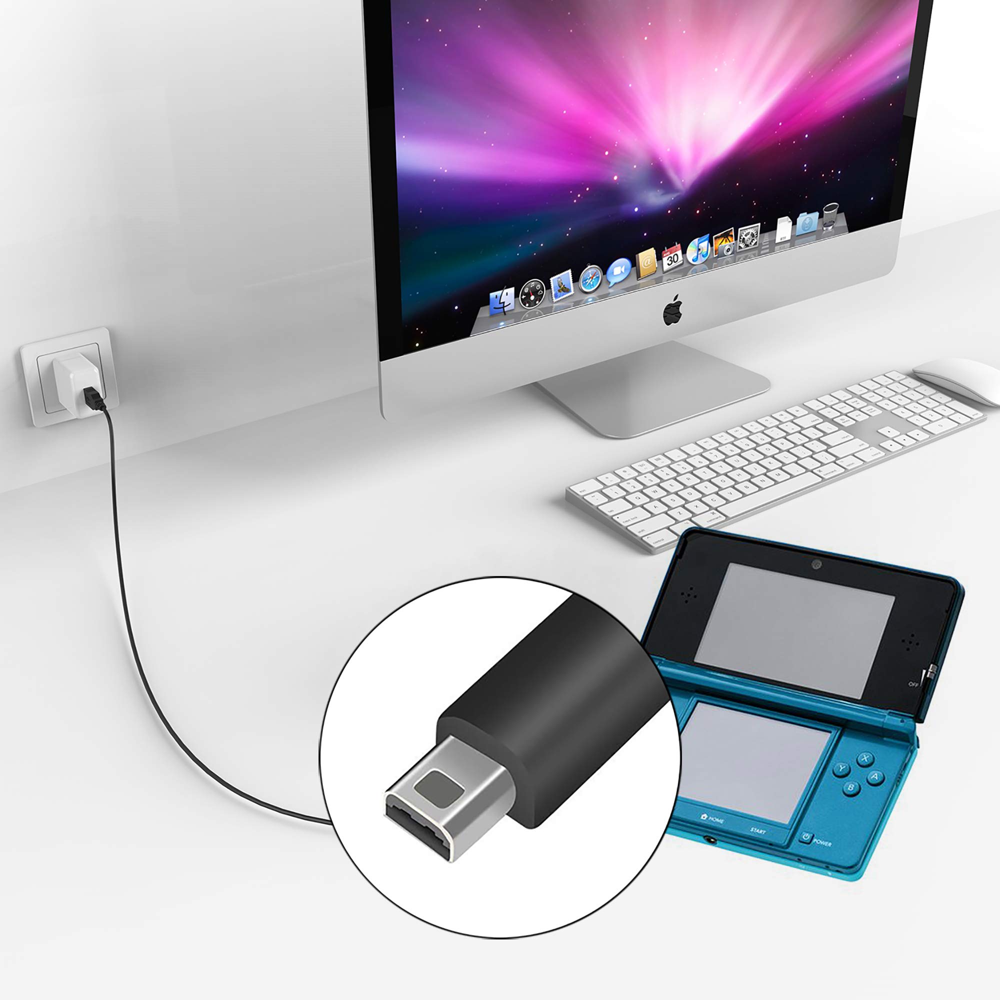 CSTESVN DSi USB Charger Cable Kit, Power Charging Cord and Stylus Pen Compatible with Nintendo DSi, with 3 Stylus