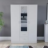 Vida Designs Riano 3 Door Mirrored Wardrobe White 170H x 115.4W x 53D cm view 2