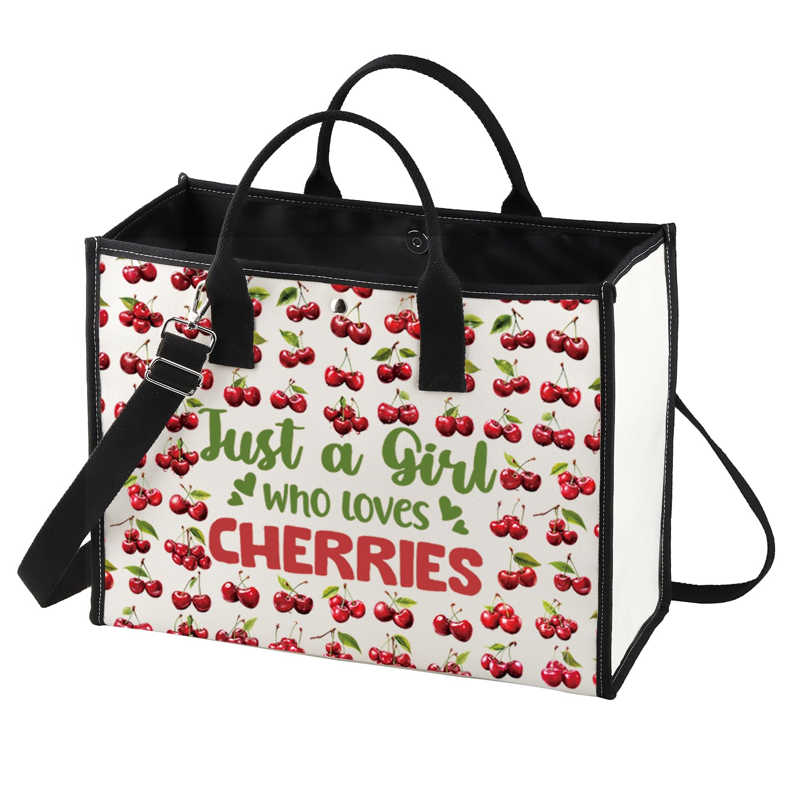 LEVLO Funny Cherry Cosmetic Bag Fruit Lover Gift Just A Girl Who Loves Cherries Makeup Zipper Pouch Bag Cherry Lover Gift For Women Girls, Loves Cherries LT, 0