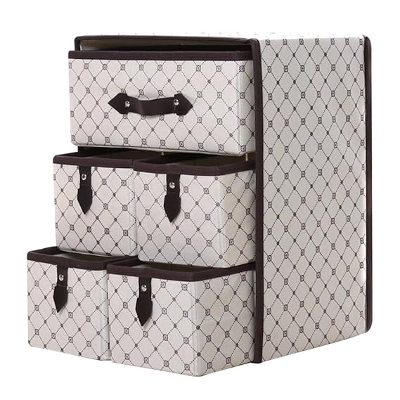 OUNONA Stoffbox für Schrank oder Schublade, 5er Set – die ideale Aufbewahrungsbox (Stoff) – flexibel verwendbare Stoffkiste