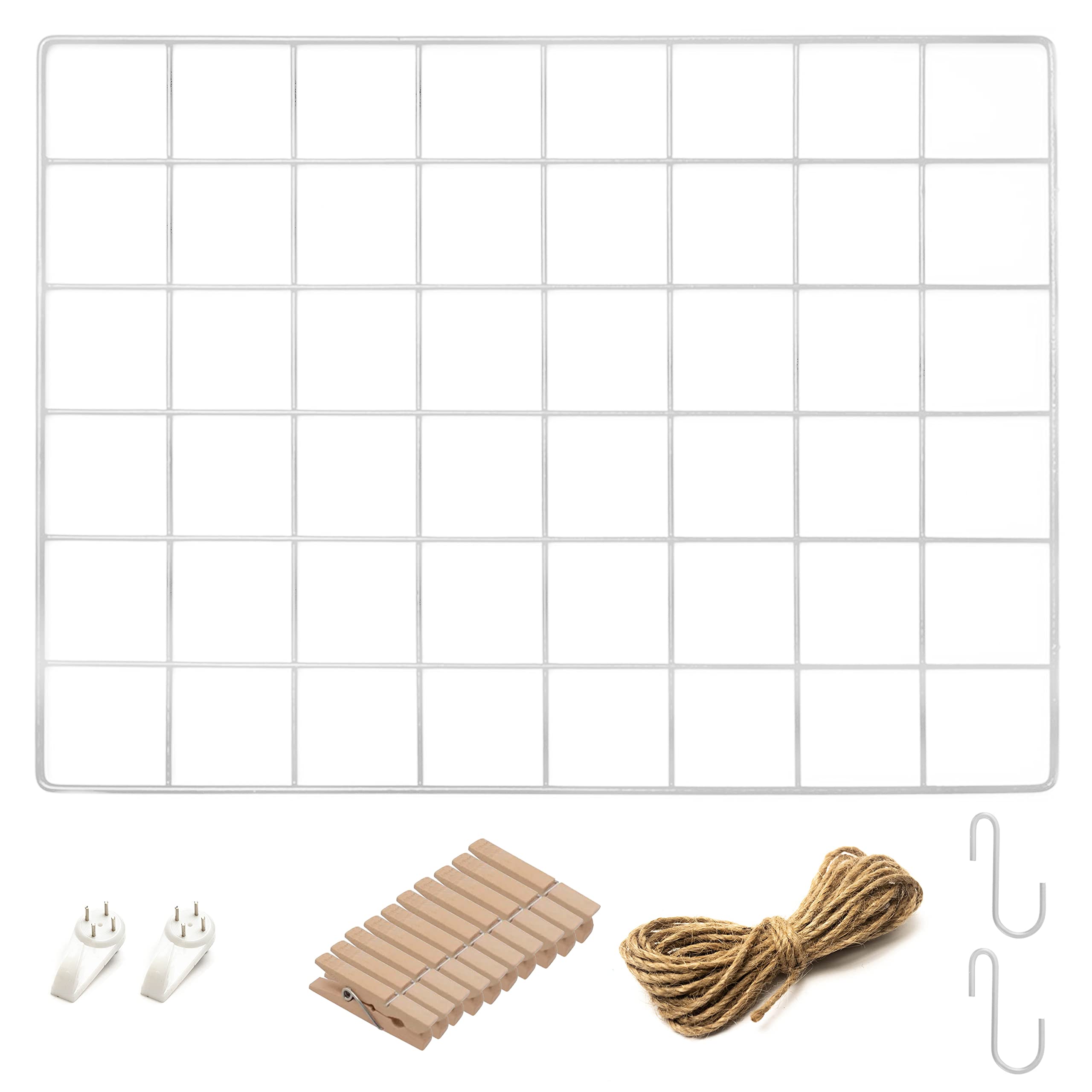 1 Pack Wire Wall Grid Panel | Hanging Home, Office & Kitchen Décor | Mesh Storage Organizer & Picture Frame | Wire Notice Board | Memo & Photo Board | Wall Display | Metal & White