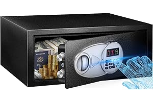 TOTOY 1.2 Cu Ft Small Safe Box For Home Documents with Emergency Battery Box - Steel Fireproof Security Safe Lock Box with El