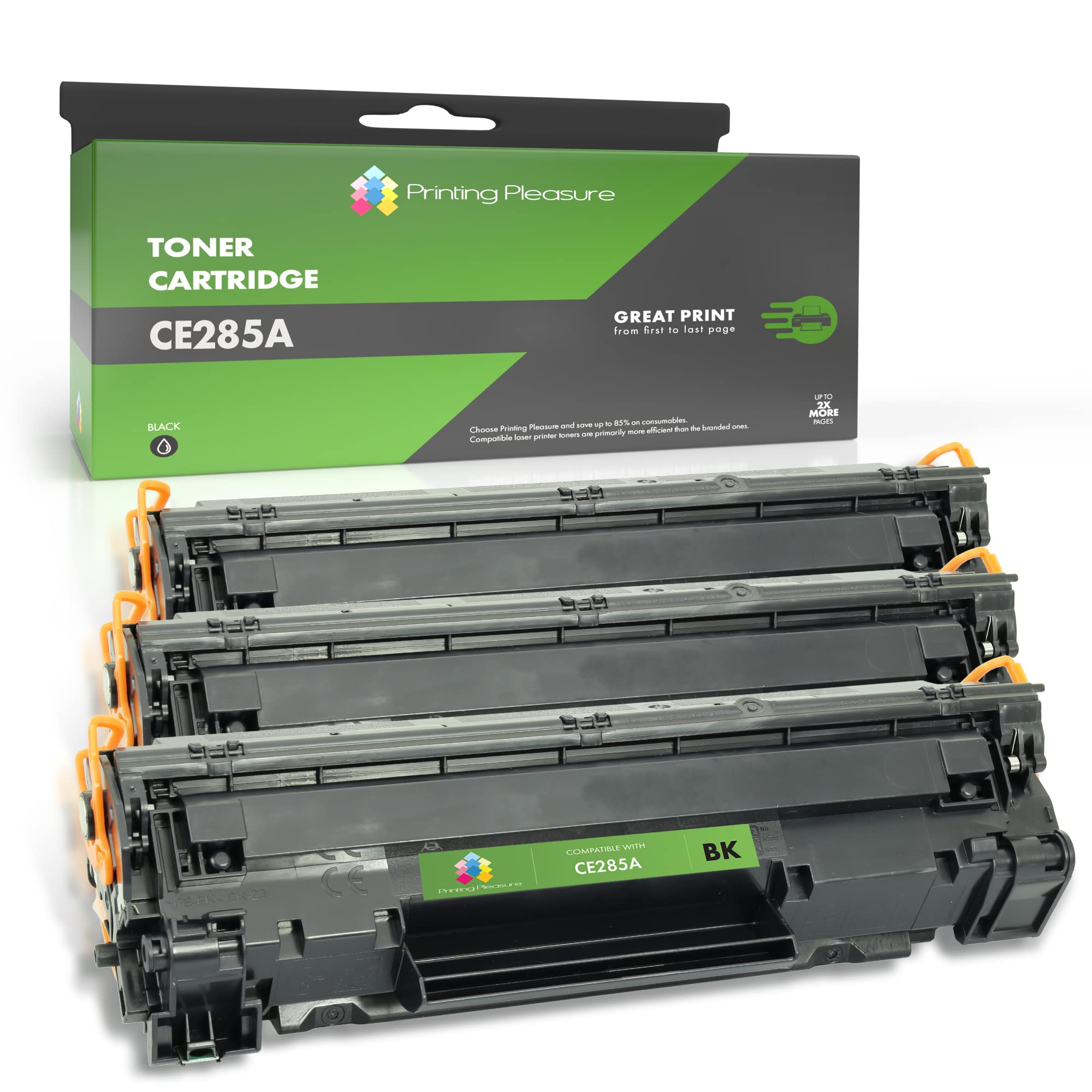 85A Toner Cartridge Compatible with HP Laserjet P1010 P1102 P1102W M1130 M1132 M1210 M1212 M1213 M1217 Canon LBP-6000 LBP-6000B LBP-6020 MF-3010 CE285A 85A CRG 725(Black,3-Pack)