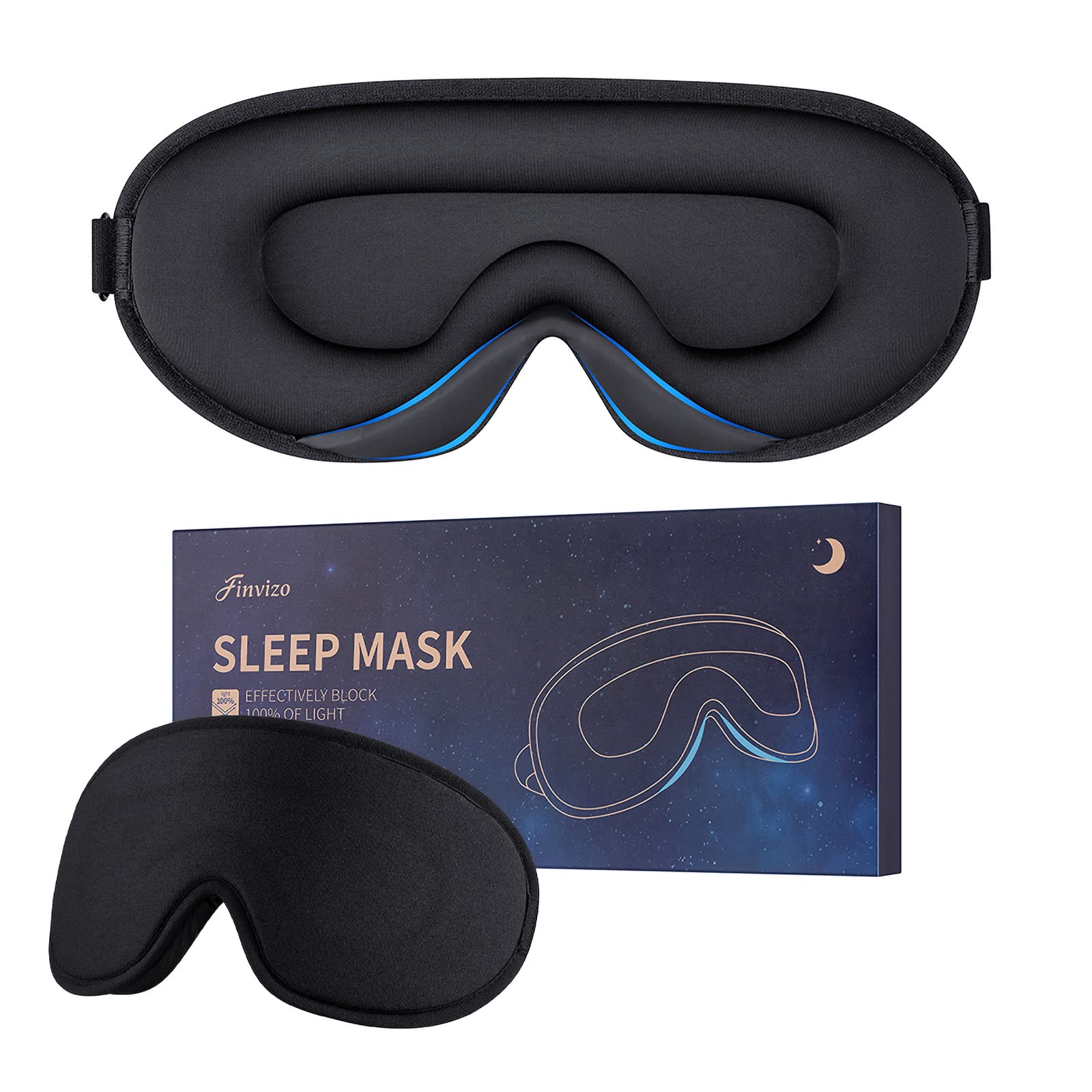 Sleep Eye Mask for Women Men- Silk Soft Foam Comfortable Sleeping Mask, Eye Cover Blindfold at Night Block Out Light Eye Shade Cover for Travel Yoga Nap, Black