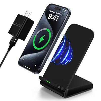Samsung Wireless Charger Fast Charging Stand Desk Phone Charger Stand Android Charging Station for Samsung Galaxy S24 Ultra S24+ S24 S23 FE S22 S21 S20 S10 S9 S8,iPhone 15 Pro Max Plus 14 with Adapter