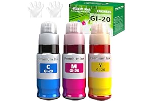 GI20 GI-20 G7020 G6020 Color Ink Compatible for Canon GI 20 GI20 GI-20 Ink Refill Bottles Set, Compatible for Canon PIXMA G70