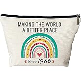 PEJAFAN 40th Birthday Gifts for Women Cosmetic Bags - Making The World A Better Place Since 1986 Makeup Bag For Her, 1986 Anniversary 40 Year Old Gift Ideas for Mom, Wife, Sister, (1986)