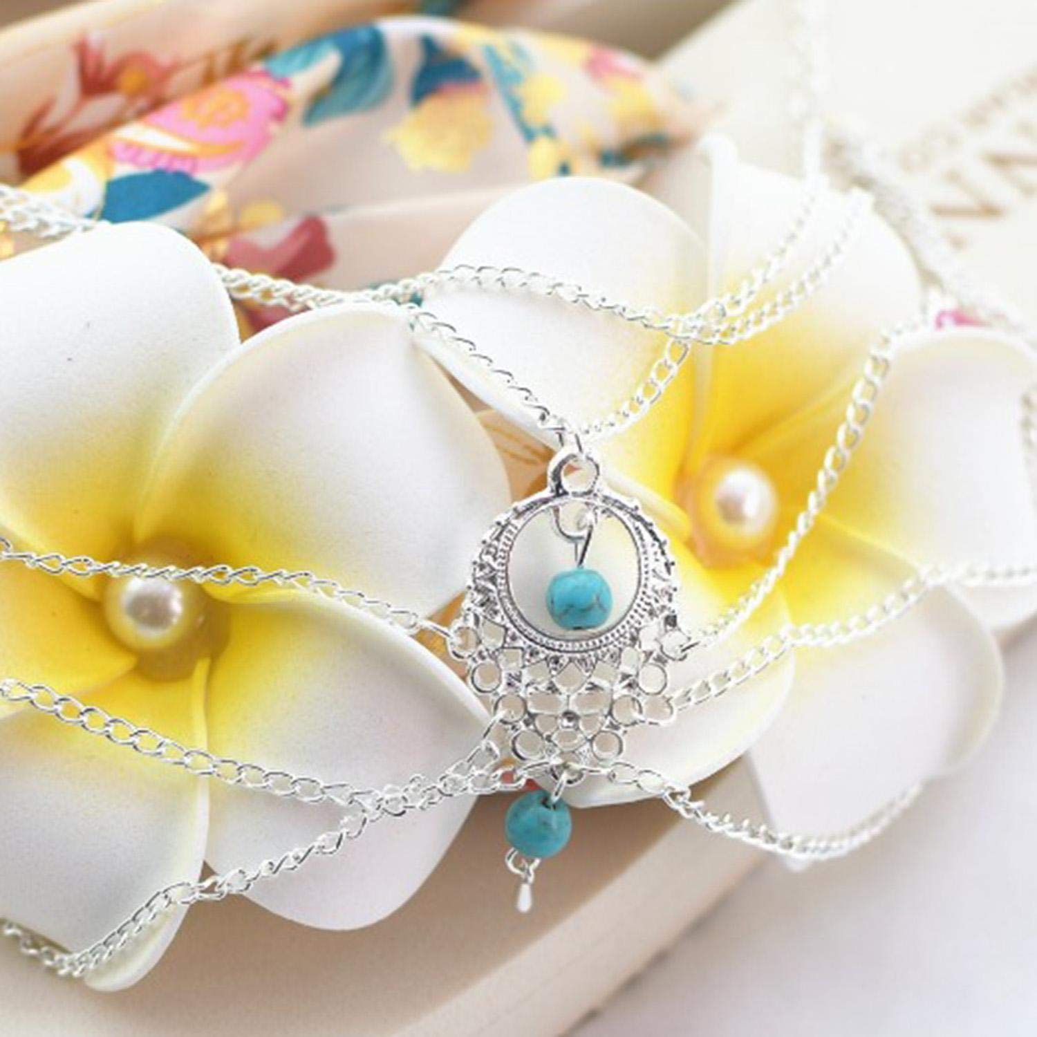 Rollone Comfi1 New Women Multi-layers Beach Barefoot Ankle Jewelry Chain Anklet Anklets