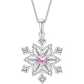 JIWOY Snowflakes Necklace 925 Sterling Silver Pendant Birthstone Jewelry for Women