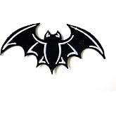 TH Black Evil Bat Vampire Biker Motorcycle Logo Applique Embroidered Sew on Iron on Patch for Backpacks Jeans Jackets T-Shirt Clothing etc.