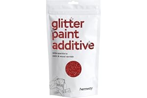 Hemway Glitter Paint Additive Glitter Crystals for Acrylic Paint, Interior & Exterior Walls, Wood, Varnish, Furniture, Matte, Gloss, Satin, Silk - 100g / 3.5oz - Red