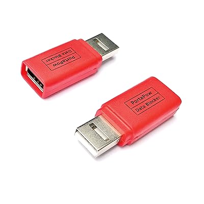 PortaPow 3rd Gen USB Data Blocker (Red 2 Pack)