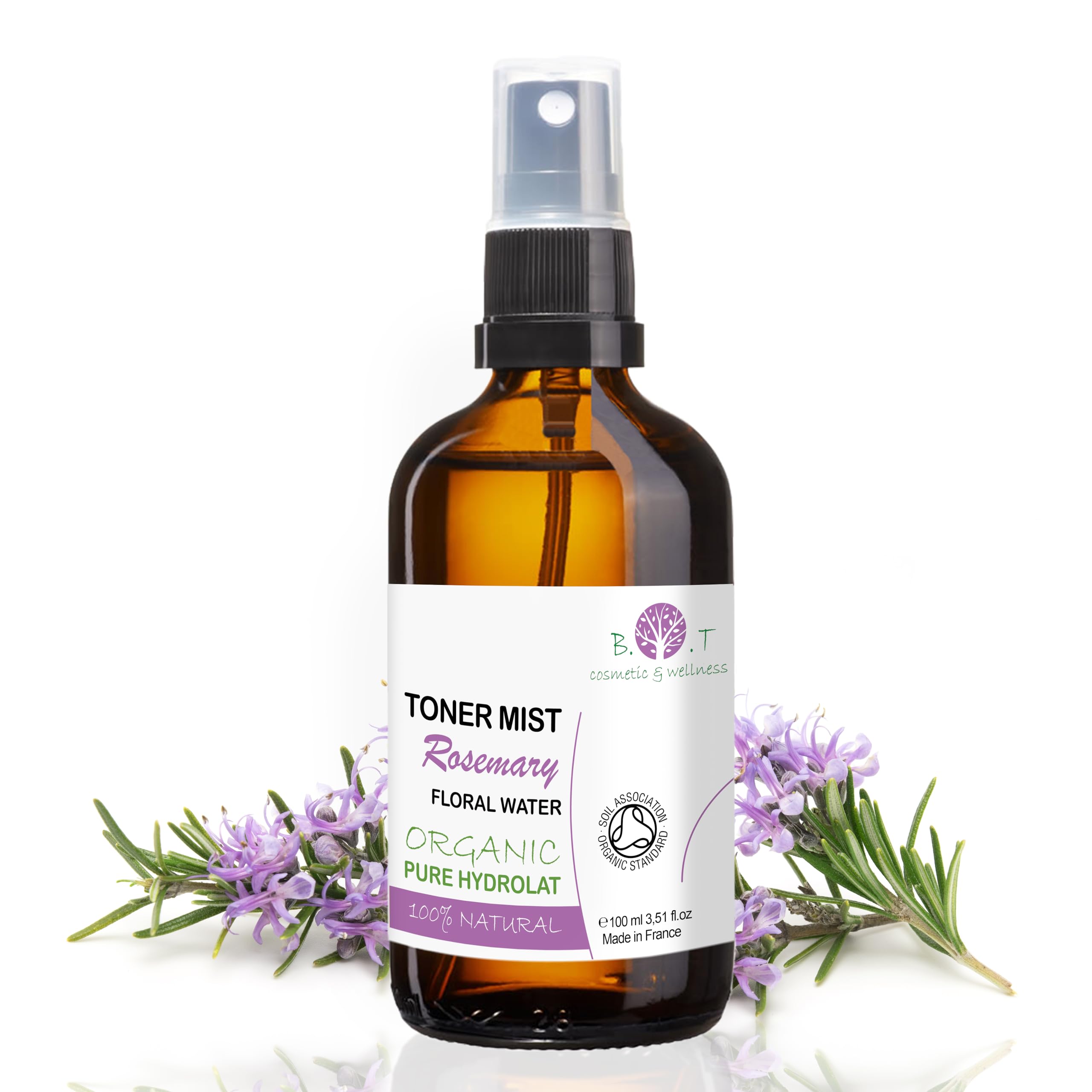 B.O.T Cosmetic & Wellness - 100% Natural Rosemary Hydrolat | Anti-Ageing | Oily Skin & Hair Growth Aid | Body/Facial Spray | DIY Cosmetics Base, 100ml